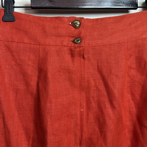 (R9) LERMAJ 100% linen vintage skirt from the 70s, size 14 oranges - Picture 5 of 13